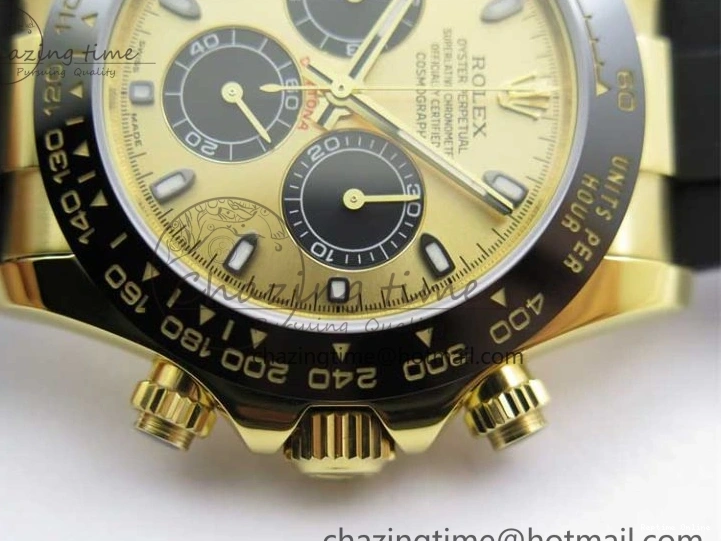 0501 Sporty Daytona 116518 KKF 1:1 Best Edition 904L Steel YG Black Dial on Rubber Strap A 2455